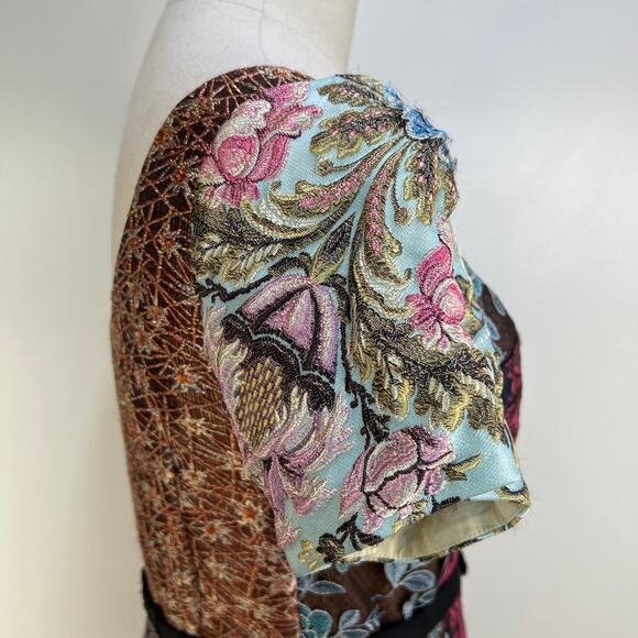 Anthropologie Beguile by Byron Lars Brocade Floral Dress Black Lace Sheath Mini - Picture 8 of 9